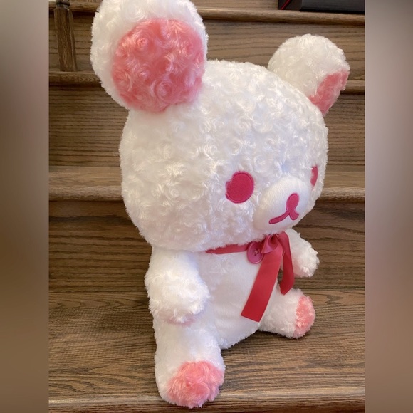 San-x Rilakkuma Rose Fur big plush with red ribbons - Picture 4 of 5